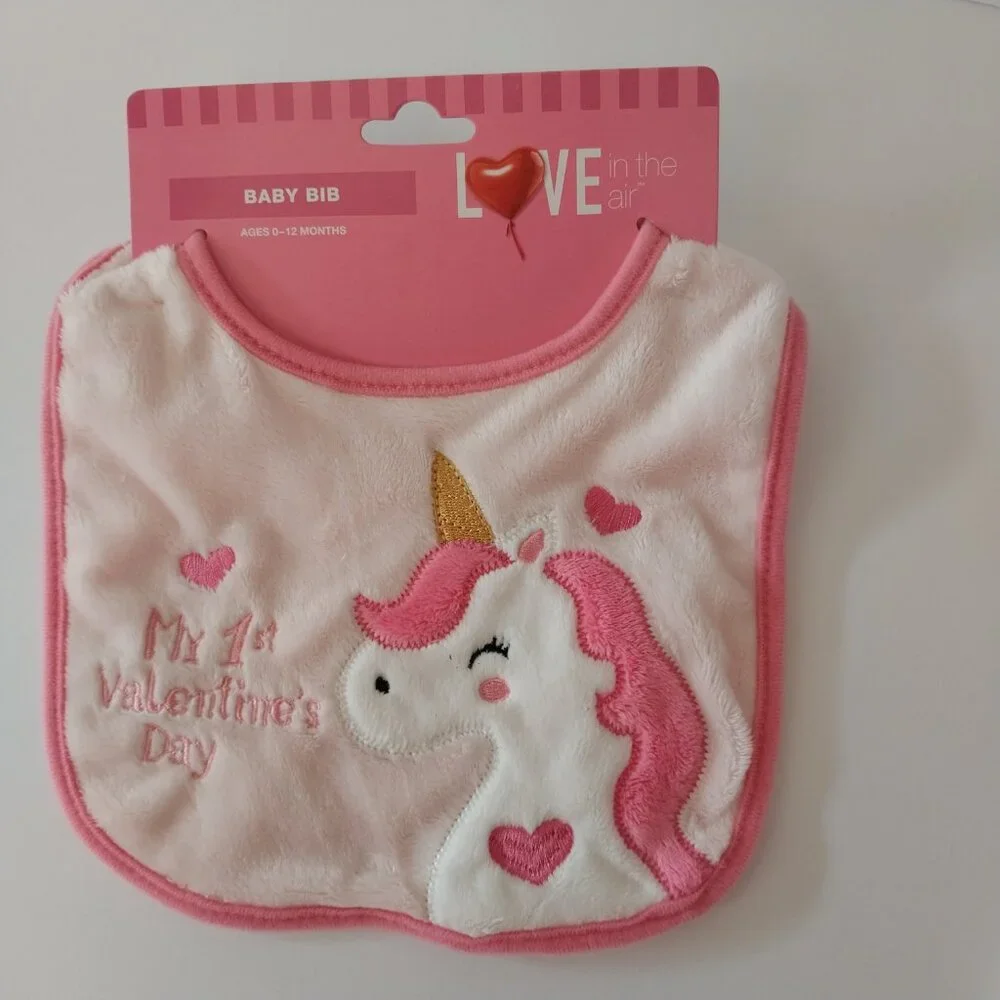 NWT My 1st Valentine's Day Unicorn Bib and Rattle